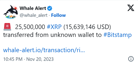 Whale Alert on X about XRP