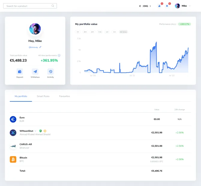 ICONOMI dashboard