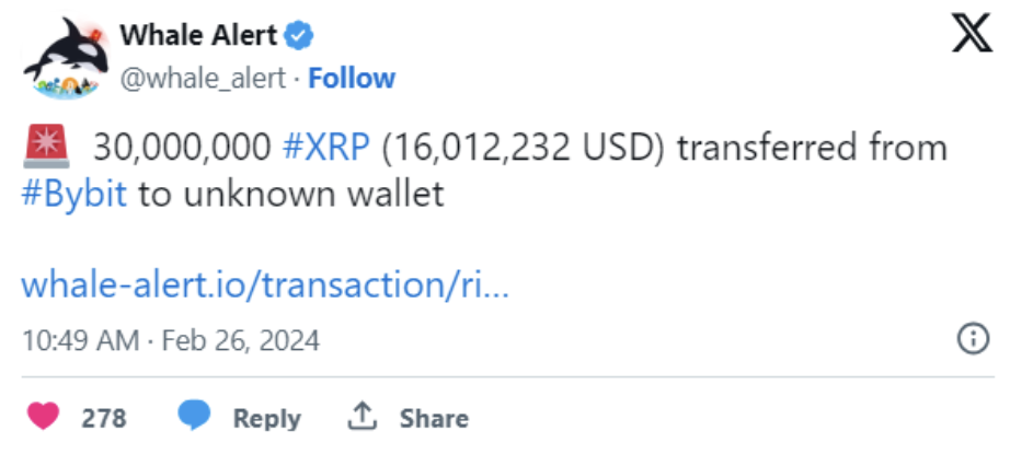 Whale Alert on X 